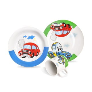 3dílný dětský porcelánový jídelní set Orion Cars