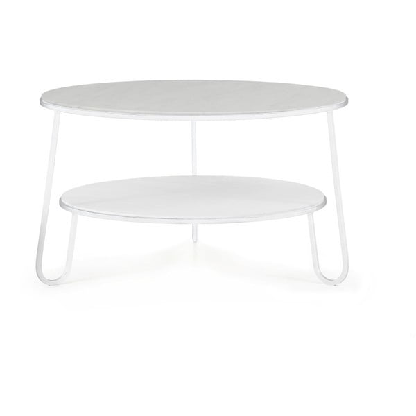 Bílý konferenční stolek s mramorovou deskou HARTÔ Eugénie, ⌀ 70 cm