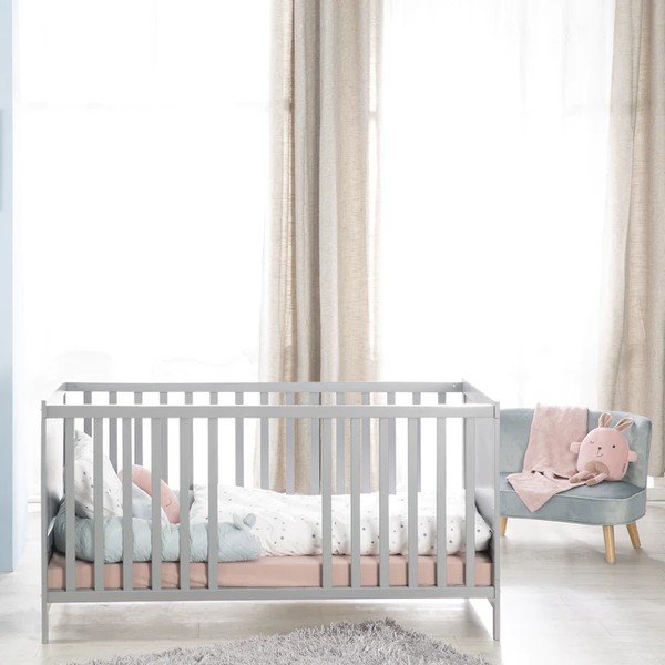 Světle šedá postýlka s nebesy 70x140 cm Sternenzauber – Roba-image-4