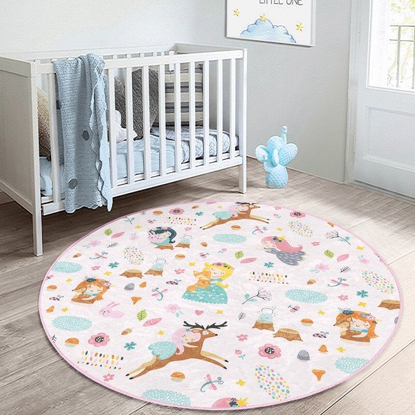 Světle růžový dětský koberec ø 80 cm Comfort – Mila Home-image-2