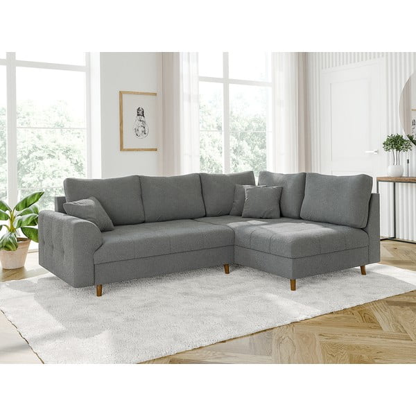 Šedá rohová pohovka z textilie bouclé (pravý roh/do L) Ariella – Ropez-image-3