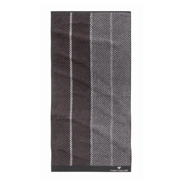 Ručník Tom Tailor Stripes Dark Grey, 90x200 cm