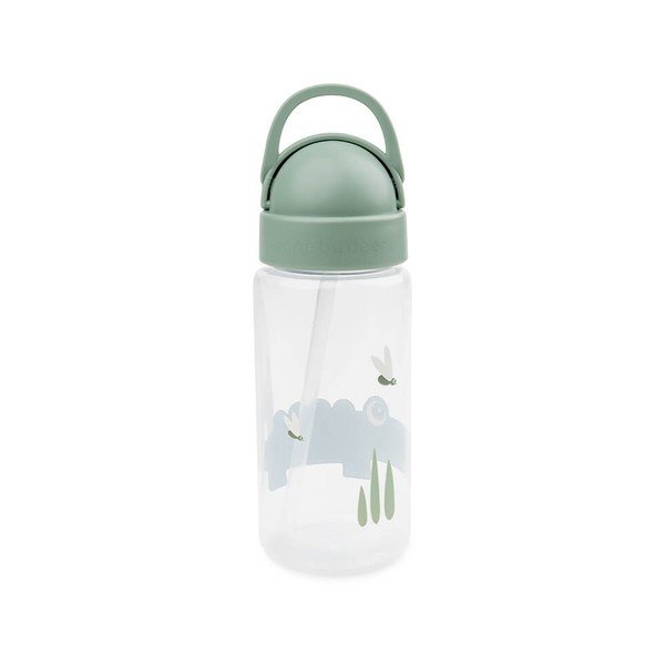 Zelená dětská láhev s brčkem Done by Deer Croco, 350 ml-image-2
