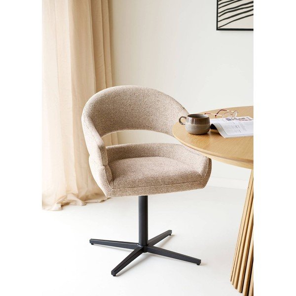 Béžové čalouněné jídelní křeslo s područkami Dover – House Nordic-image-1