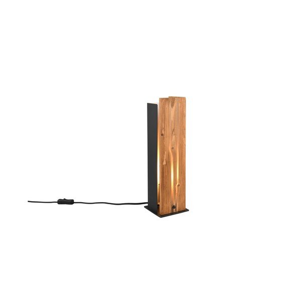 Stolní lampa v černo-přírodní barvě s dřevěným stínidlem (výška 40 cm) Karuni – Trio-image-4