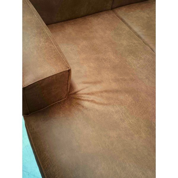 Hnědá rohová pohovka z imitace kůže (levý roh/s lenoškou) Bean - II. jakost – WOOOD-image-2