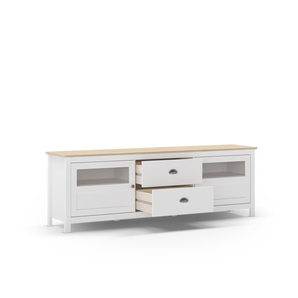 Bílý TV stolek z borovicového dřeva 180x59 cm Misti – Marckeric-image-3