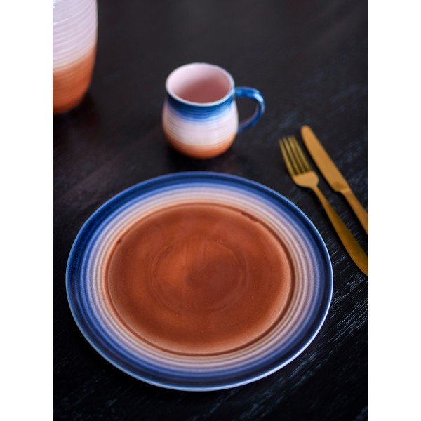 Modré/oranžové talíře v sadě 4 ks z kameniny ø 27 cm Tatum – Bloomingville-image-1