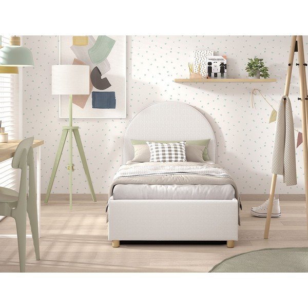 Bílá čalouněná jednolůžková postel s úložným prostorem s roštem 90x200 cm Moon – Vipack-image-3