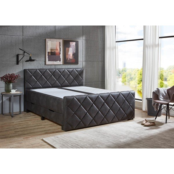 Černá boxspring postel s úložným prostorem 180x200 cm Chester – Rojaplast-image-1
