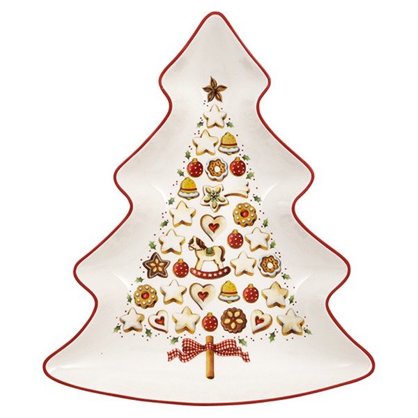 Červeno-bílá porcelánová servírovací mísa ve tvaru vánočního stromečku Villeroy & Boch Tree-image-3