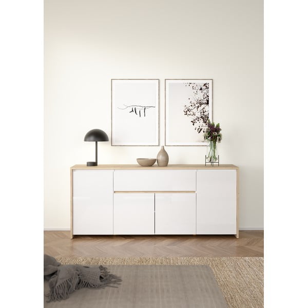 Bílá/v přírodní barvě komoda v dekoru dubu 197x84x48 cm Next – Tvilum-image-1