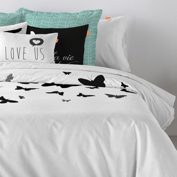 Bavlněný povlak na peřinu Blanc Butterflies, 200 x 200 cm-image-1