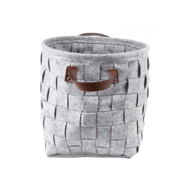 Šedý úložný koš s koženými úchyty PT LIVING Storage, ⌀ 34 cm-image-1