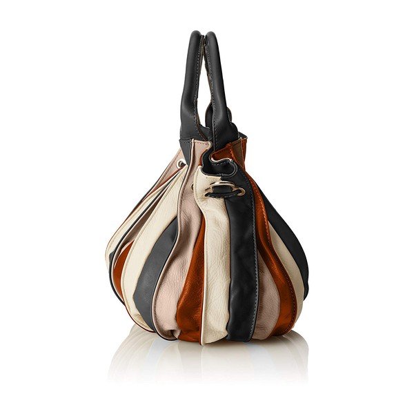 Karamelově hnědo-černá kožená kabelka Chicca Borse Jenn-image-1