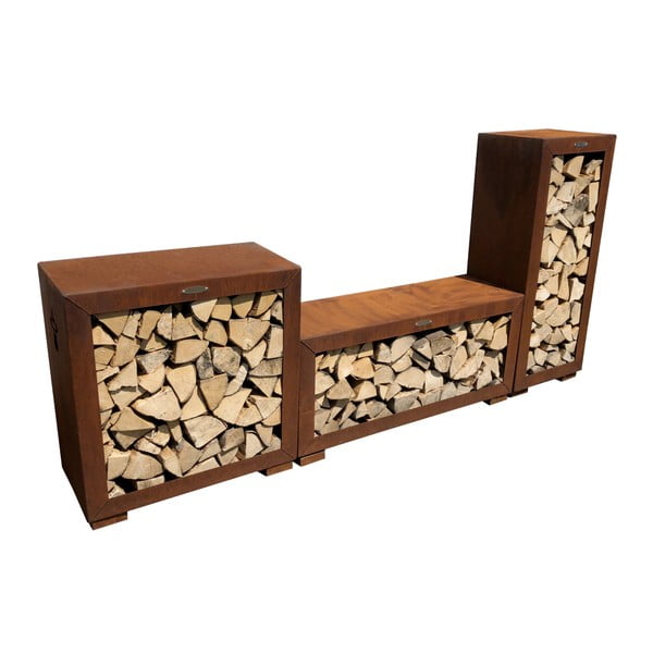 Hnědý ocelový dřevník Remundi, šířka 119 cm-image-1