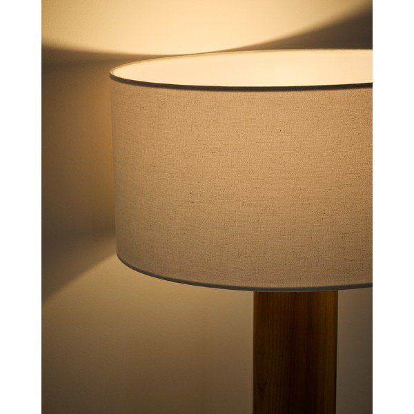 Bílá/hnědá stolní lampa z kaučukového dřeva s textilním stínidlem (výška 48 cm) Niani – Kave Home-image-3