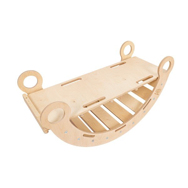 Houpačka z borovicového dřeva v přírodní barvě 39x75x38 cm Montessori – Meowbaby