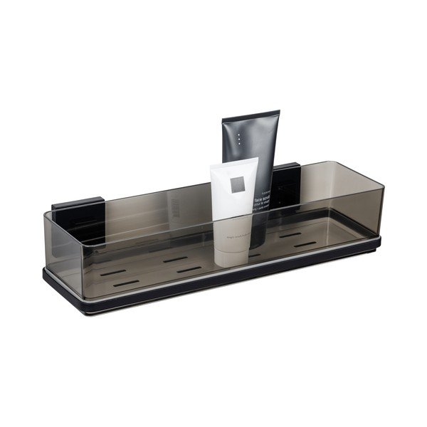 Černá samodržící plastová koupelnová polička Quadro – Wenko-image-3