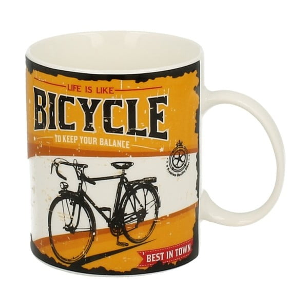 Žlutý porcelánový hrnek Duo Gift Bicycle, 430 ml