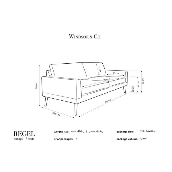 Trojmístná pohovka v přírodní barvě Windsor & Co Sofas Rigel-image-4