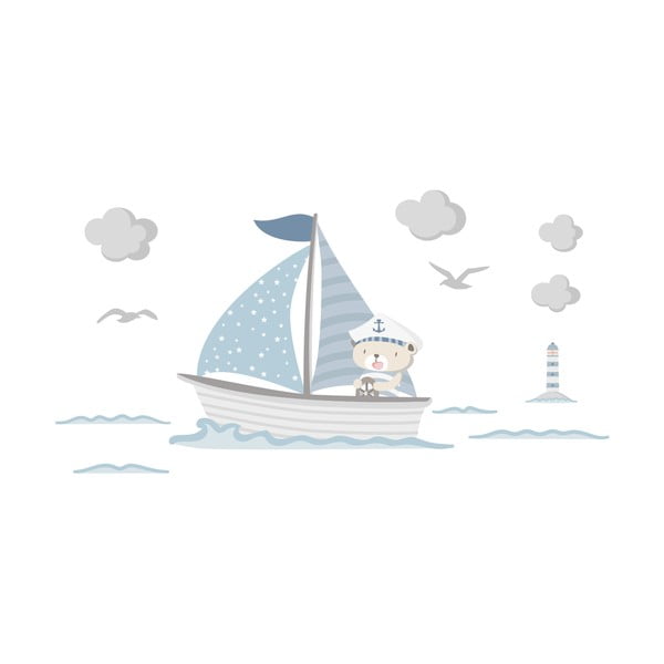 Modré dětské samolepky na zeď Ambiance Captain Teddy-image-2