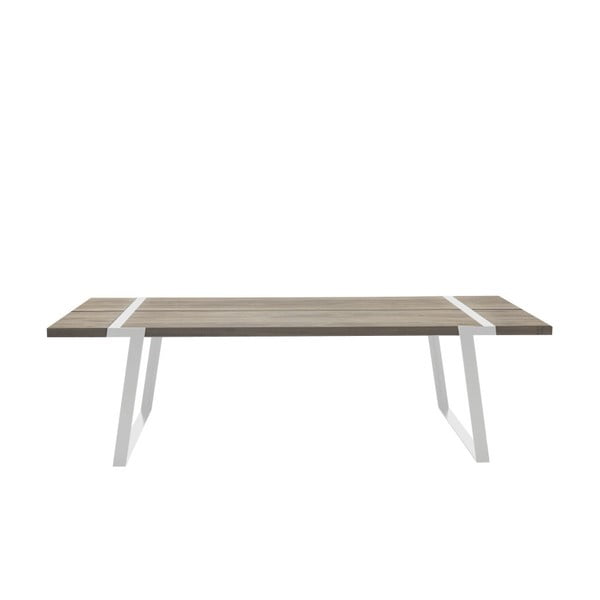 Světlý dřevěný jídelní stůl s bílým podnožím Canett Gigant, 240 cm