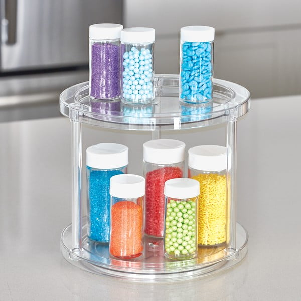 Kulatý otočný dvoupatrový podstavec na dózy iDesign The Home Edit, ⌀ 24,1 cm-image-1