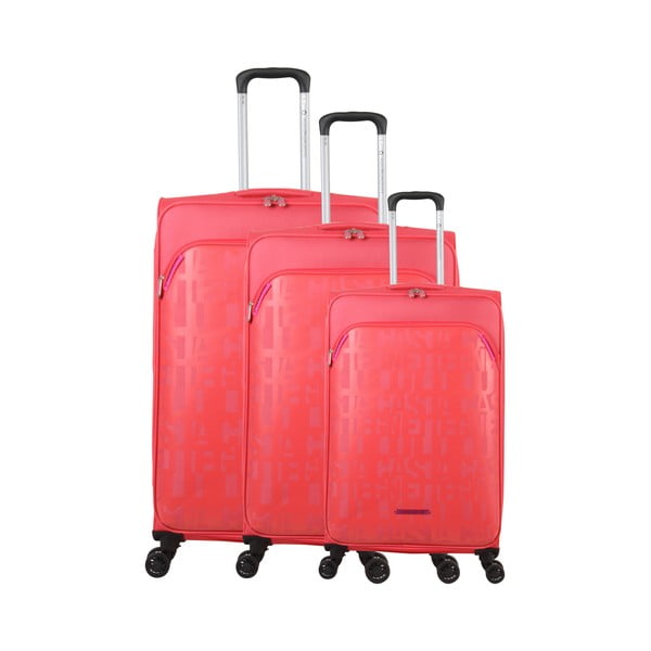 Sada 3 růžových zavazadel na 4 kolečkách Lulucastagnette Bellatrice