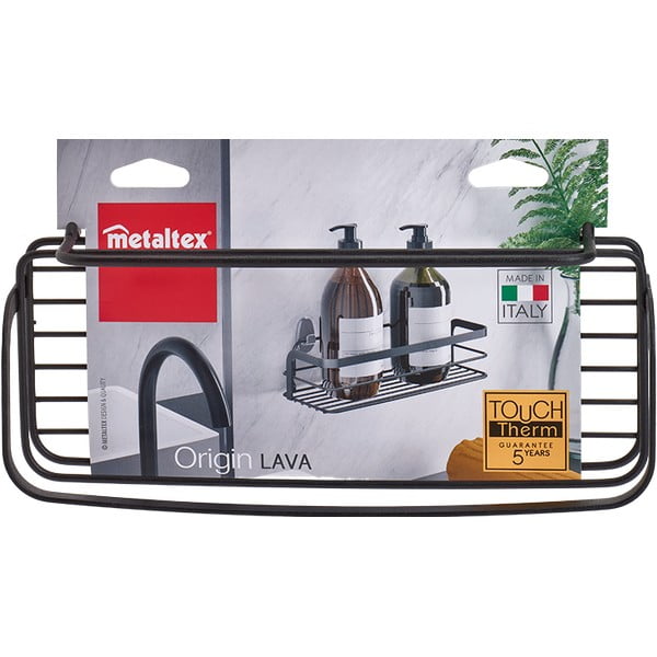 Černá koupelnová polička Metaltex Origin Lava-image-2
