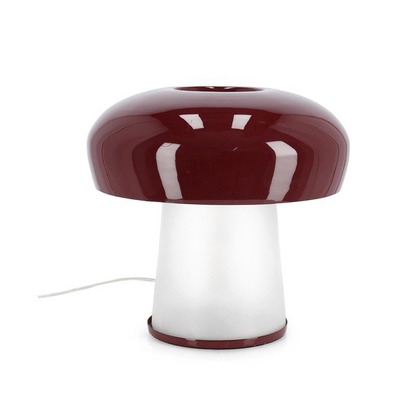 Vínová kovová stolní lampa se skleněným stínidlem (výška 35 cm) Clevely – Bizzotto