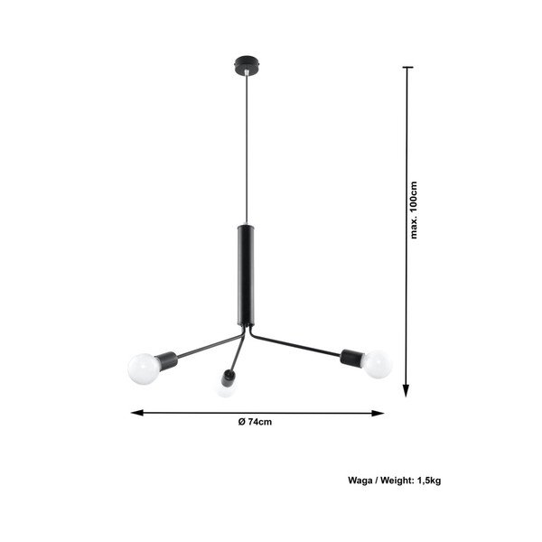 Černé závěsné svítidlo s kovovým stínidlem ø 74 cm Donato – Sollux-image-2