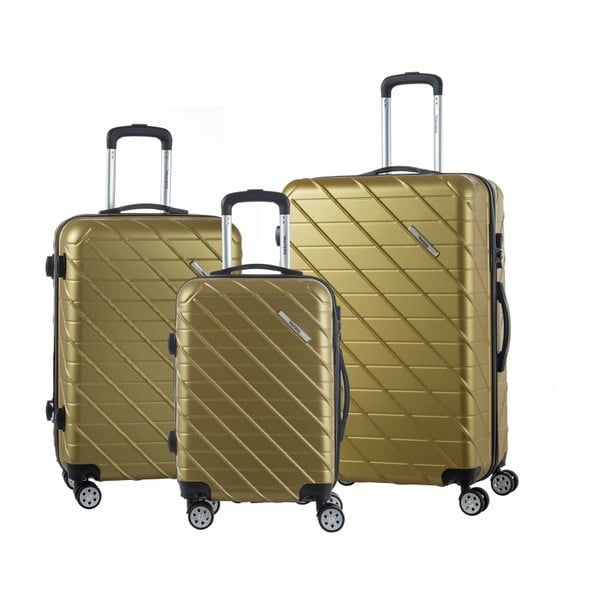 Sada 3 cestovních kufrů zlaté barvy na kolečkách Murano Americano