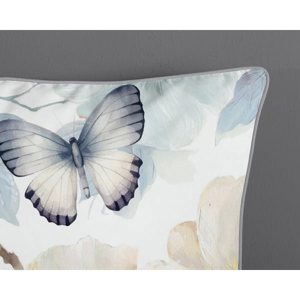 Bílé/zelené povlečení na jednolůžko/prodloužené z bavlněného saténu 140x220 cm Adiwanya – Descanso-image-3