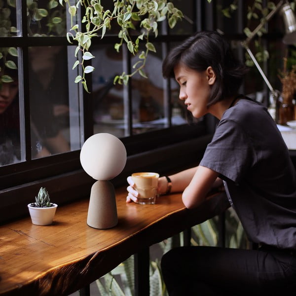 Šedá stolní lampa SULION Creta, výška 29,5 cm-image-2