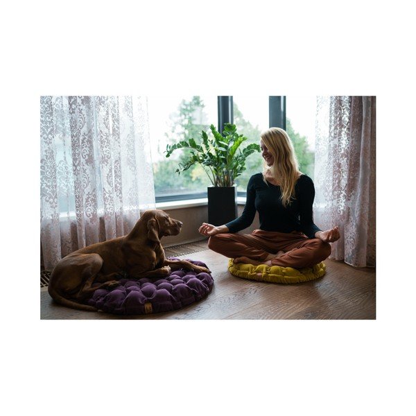 Světle modrošedý sedací polštářek s masážními míčky Linda Vrňáková Bloom, ⌀ 75 cm-image-1