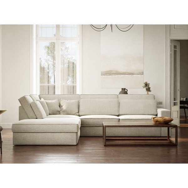 Šedobéžová žinylková rohová pohovka (levý roh/do L) Kirou – Maison de Rêve-image-4