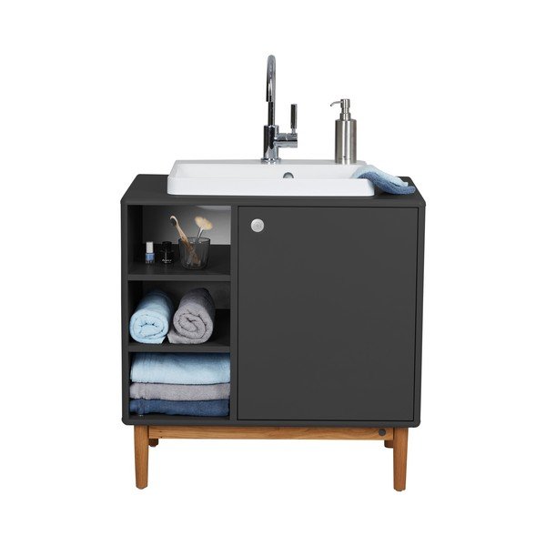 Tmavě šedá skříňka s umyvadlem bez baterie 80x62 cm Color Bath - Tom Tailor for Tenzo-image-2