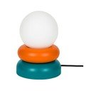 Stolní lampa z masivního dřeva v petrolejové barvě/oranžová se skleněným stínidlem (výška 24 cm) Otem – noo.ma