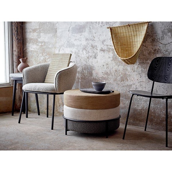 Černé/světle šedé látkové jídelní křeslo s područkami Cortone – Bloomingville-image-3