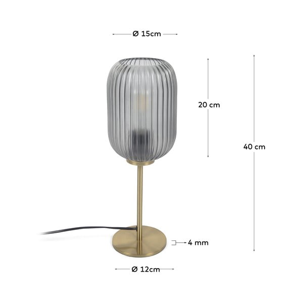 Stolní lampa ve zlaté barvě se skleněným stínidlem (výška 40 cm) Hestia – Kave Home-image-3
