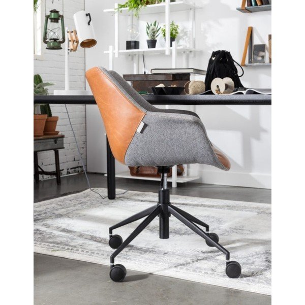 Šedá kancelářská židle s hnědým detailem Zuiver Doulton-image-1