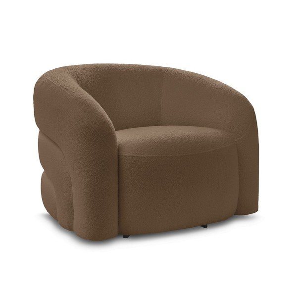 Hnědé otočné křeslo z textilie bouclé Elina – Bobochic Paris
