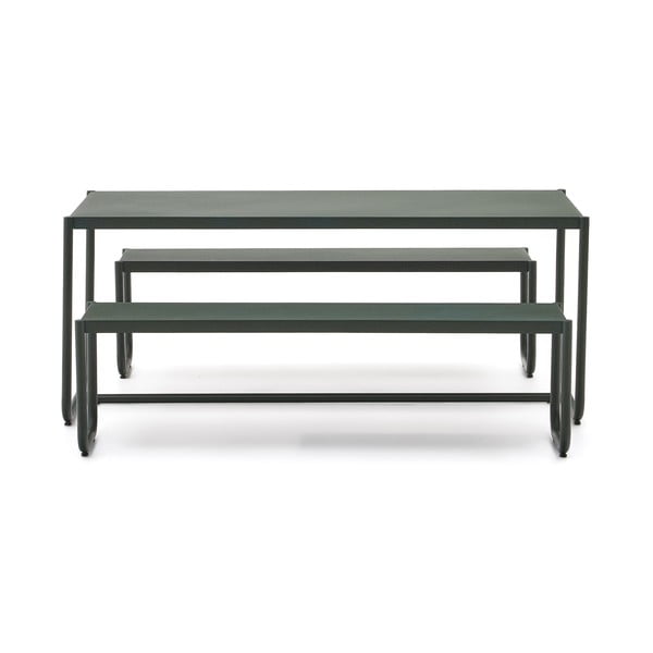Tmavě zelený kovový zahradní jídelní set pro 4 Sotil – Kave Home-image-2