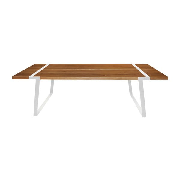 Tmavý dřevěný jídelní stůl s bílým podnožím Canett Gigant, 240 cm