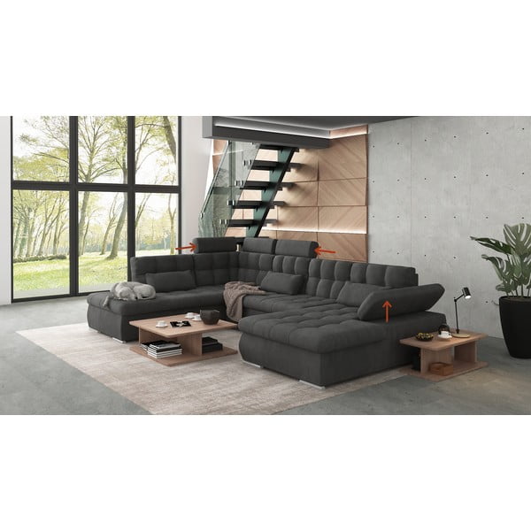 Antracitová rozkládací/s úložným prostorem rohová pohovka (levý roh/do "U") Merkur – Ropez-image-1