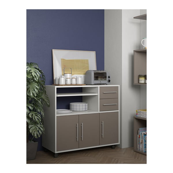 Šedý pojízdný kuchyňský úložný prostor s policemi TemaHome Marius-image-4