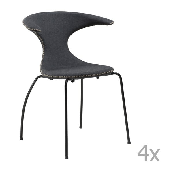 Sada 4 šedých jídelních židlí s černých kovovým podnožím DAN– FORM Flair