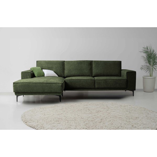 Zelená žinylková rohová pohovka (levý roh/s lenoškou) Copenhagen – Scandic-image-1