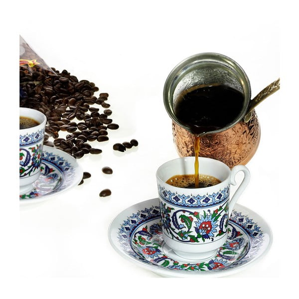 Sada 6 porcelánových šálků s podšálky Kutahya Ornament, 50 ml-image-2